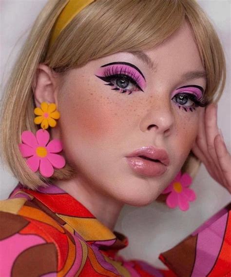 pink makeup for 70s.